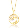 9ct Yellow And White Gold Diamond Cut Tree Of Life Pendant For Sale