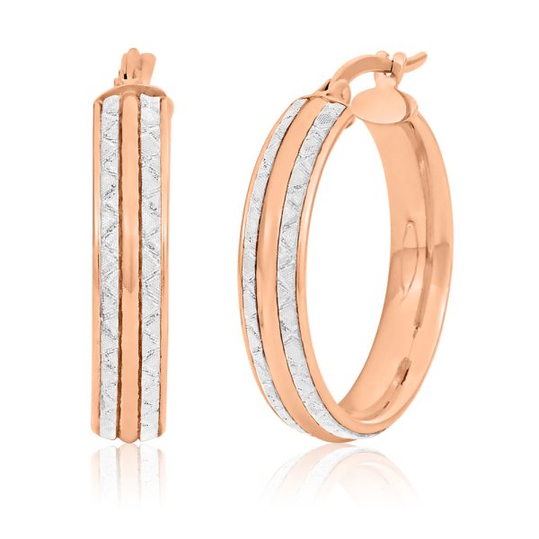 9ct Rose Gold Silver filled  stardust Hoops Sale