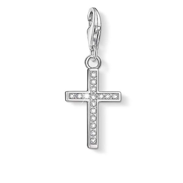 Sterling Silver Thomas Sabo Charm Club Cross Zirconia For Sale