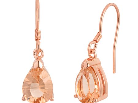 Rose Gold Plated Morgalite Pink Obsidian Pear Shape Drop Earrings Online Sale