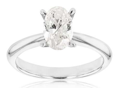 18ct White Gold 1.00 Carat Oval HJ SI Carat Certified Diamond Solitaire Ring Sale