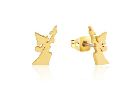 Disney Fantasia Gold Plated Sorcerer s Mickey Reach For The Stars 15mm Stud Earrings For Sale