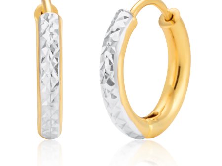 9ct Diamond Cut 11mm Hoop Earrings Online Sale