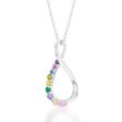 Sterling Silver Rainbow Multicolour Cubic Zirconia On Infinity Pendant For Discount