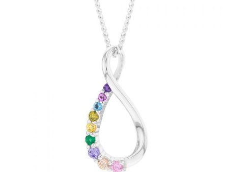 Sterling Silver Rainbow Multicolour Cubic Zirconia On Infinity Pendant For Discount