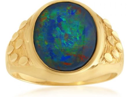 9ct Yellow Gold Triplet Opal Gents Ring Online now