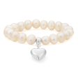 White 10mm Freshwater Pearl and Heart Charm Bracelet Online Hot Sale