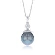 Sterling Silver Tahitian Pearl & Zirconia Pendant with 45cm Sterling Silver Chain Sale