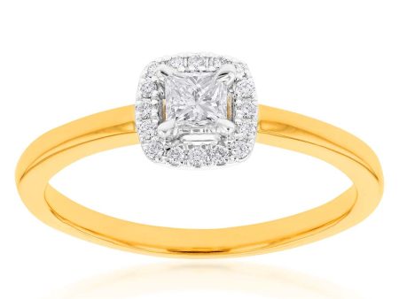 10 Carat 20 Point Diamond Ring with Princess Centre and Halo Cheap