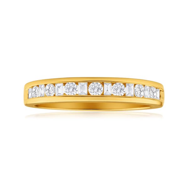 18ct Yellow Gold Ring With 15 Mixed Cut 0.30 Carat Diamonds Online Hot Sale