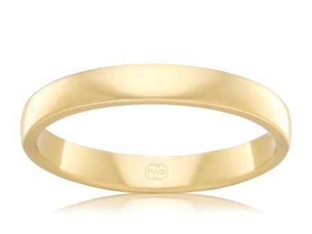 9ct Yellow Gold 3mm Classic Barrel Ring. Size R Discount