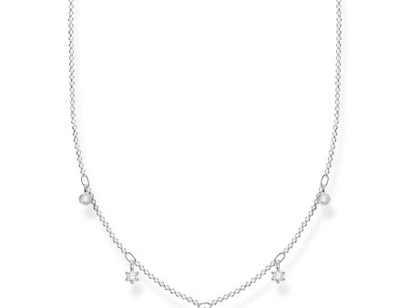 Sterling Silver Thomas Sabo Charm Club Zirconia Necklace 40-45cm Cheap