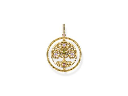 Thomas Sabo Gold Plated Sterling Silver Tree Of Life Rotating Pendant For Sale