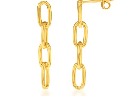 9ct Silverfilled Yellow Gold Paperclip Link Drop Earrings Online