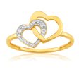 9ct Superb Yellow Gold 2 Diamonds Ring Hot on Sale