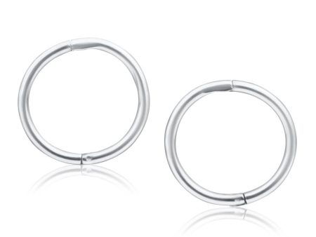 Sterling Silver Plain Sleeper 8mm Earrings For Sale