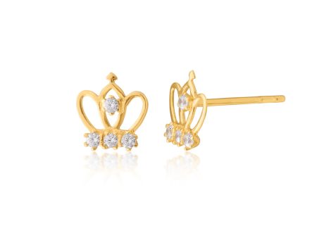 9ct Yellow Gold Zirconia Crown Studs Online