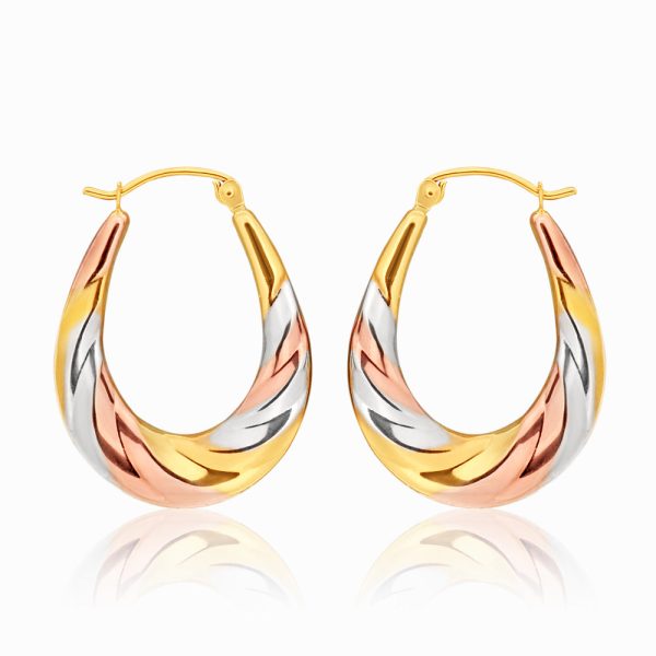 9ct three tone gold 13mm creoles with a twist Online Sale