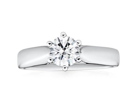 18ct White Gold 0.70 Carat GI Colour SI Clarity Certified Diamond Ring on Sale