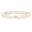 White 7.5-8mm Freshwater Pearl and Crystal Bracelet Discount