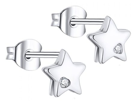 Sterling Silver Zirconia Star Stud Earrings Online now