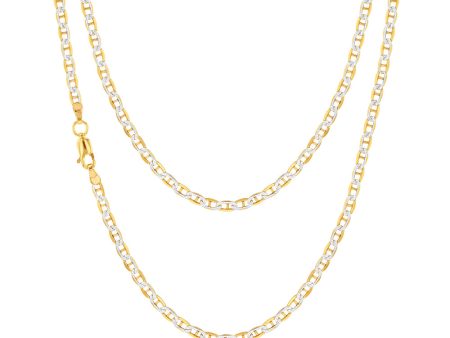 9ct Silverfilled Yellow And White Gold Anchor 50cm Chain on Sale