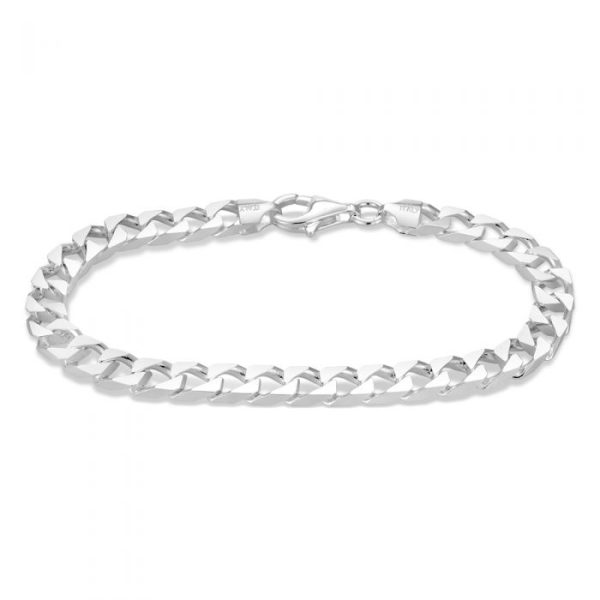 Sterling Silver Square Curb 21cm Bracelet Discount