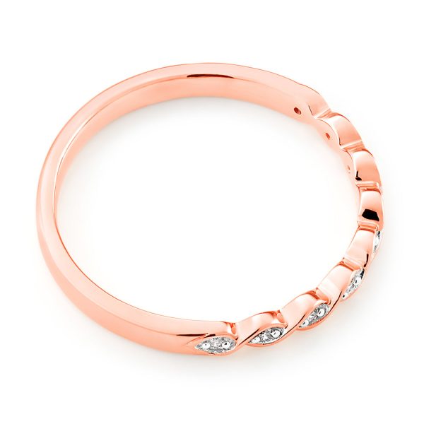 9ct Rose Gold Diamond Ring with 9 Brilliant Diamonds Discount