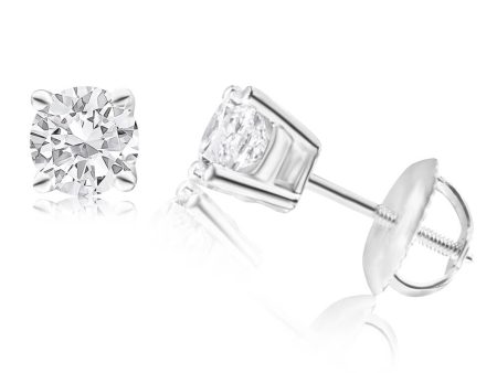 18ct White Gold Screwback Stud Earrings With 1 Carat Of Diamonds Discount