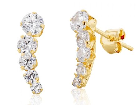 9ct Yellow Gold Zirconia Graduated Ear Climbers Supply