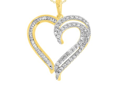 9ct Radiant Yellow Gold 1 2 Carat Diamond Heart Pendant With 45cm Chain Discount