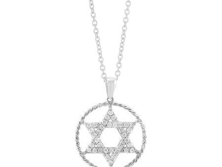 14ct White Gold Diamond Star of David Pendant With 72 Diamonds Sale