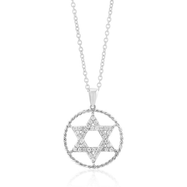 14ct White Gold Diamond Star of David Pendant With 72 Diamonds Sale