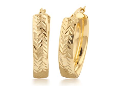 9ct Silverfilled Yellow Gold Patterned Hoop Earring For Cheap