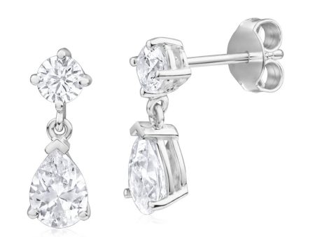 Sterling Silver Zirconia Round Stud and Pear Drop Earrings For Cheap