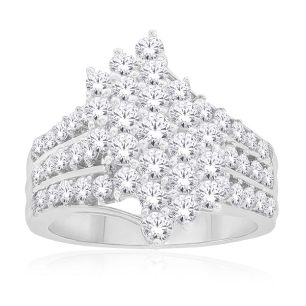 10ct White Gold 2 Carat Diamond Fancy Dress Ring For Discount