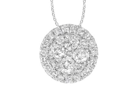 9ct White Gold 1 2 Carat Diamond Cluster Pendant on 45cm Chain For Discount