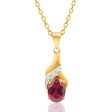 9ct Delightful Yellow Gold Created Ruby 8x6mm + Diamond Pendant Online