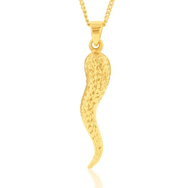 9ct Silverfilled Yellow Gold Italian Horn Pendant Sale