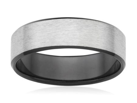 Flawless Cut Titanium and Zirconium Flat Bevelled Brushed Finished 7mm Ring Sale