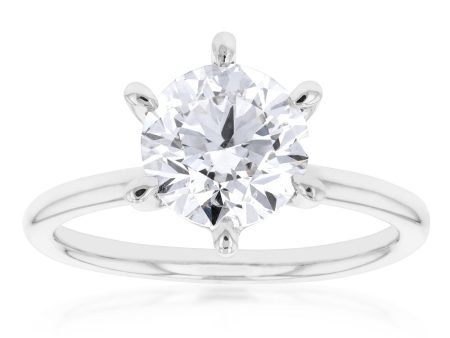 18ct White Gold 2.00 Carat Brilliant cut GH SI Diamond Solitaire Ring Hot on Sale