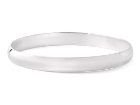 Sterling Silver Solid Plain 8mm Golf 65mm Bangle on Sale