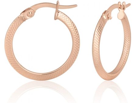 9ct Rose Gold Diamond Cut 15mm Hoop Earrings For Discount