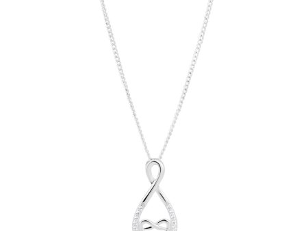 Sterling Silver Rhodium Plated Cubic Zirconia Heart & Infinity Pendant For Cheap