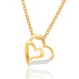 9ct Elegant Yellow Gold 2 Diamonds Heart Pendant on Sale