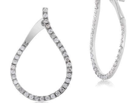 14ct White Gold 1 Carat Diamond Hoop Earrings For Sale