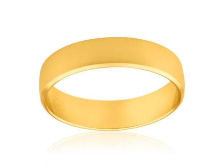 9ct Yellow Gold 5mm Half Round Bevelled Ring. Size S Online