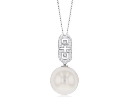 Sterling Silver South Sea Pearl and Zirconia Pendant on Chain  Lola  Sale