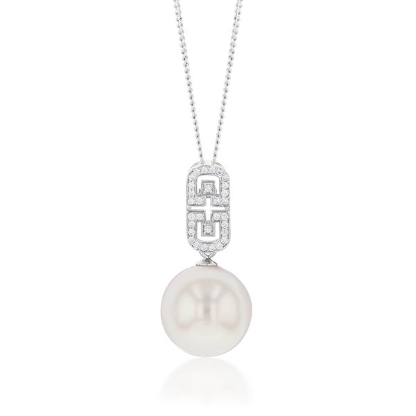 Sterling Silver South Sea Pearl and Zirconia Pendant on Chain  Lola  Sale