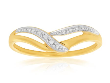 9ct Yellow Gold V Illusion Setting Ring Cheap